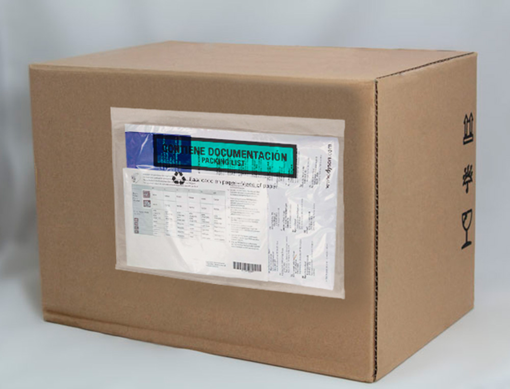 POCHETTE PORTE-DOCUMENTS Q-CONNECT 240X135MM AUTO-ADHESIVE EN PAPIER TEXTE ESPAGNOL ANGLAIS BOITE 100 UNITES