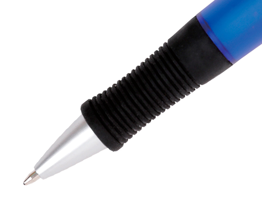 STYLO-BILLE Q-CONNECT PREMIUM RETRACTABLE GRIP PREHENSION   CAOUTCHOUC POINTE 1MM COLORIS BLEU