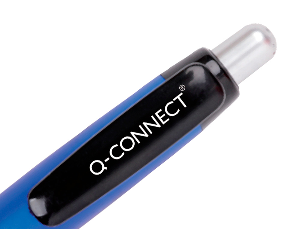 STYLO-BILLE Q-CONNECT PREMIUM RETRACTABLE GRIP PREHENSION   CAOUTCHOUC POINTE 1MM COLORIS BLEU