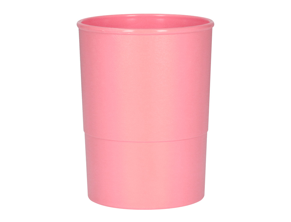 POT A CRAYONS Q-CONNECT PLASTIQUE DIAMETRE 75MM HAUTEUR 100MM COLORIS ROSE PASTEL OPAQUE
