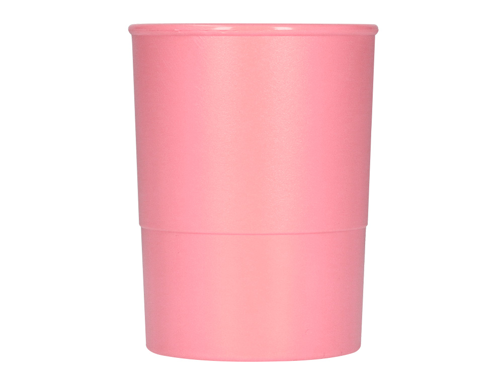 POT A CRAYONS Q-CONNECT PLASTIQUE DIAMETRE 75MM HAUTEUR 100MM COLORIS ROSE PASTEL OPAQUE