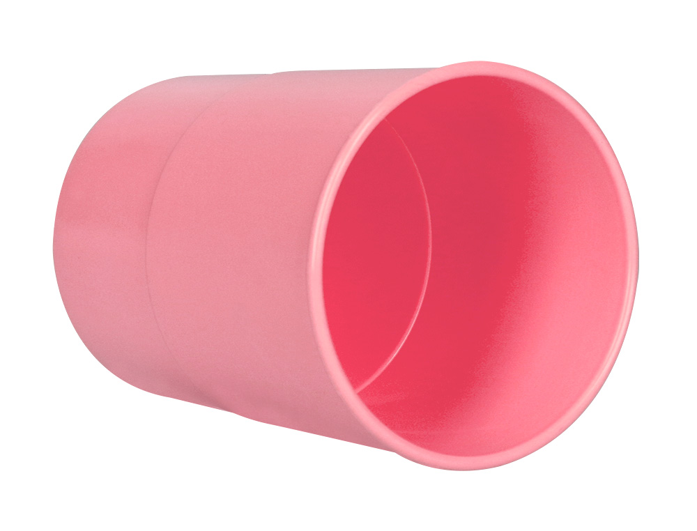 POT A CRAYONS Q-CONNECT PLASTIQUE DIAMETRE 75MM HAUTEUR 100MM COLORIS ROSE PASTEL OPAQUE