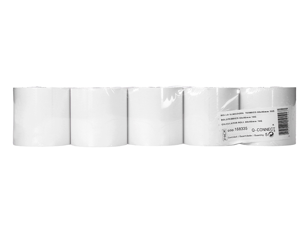BOBINE THERMIQUE Q-CONNECT 80MM LARGEUR X 80MM DIAMETRE  70GR POUR TPE SANS BISPHENOL  A