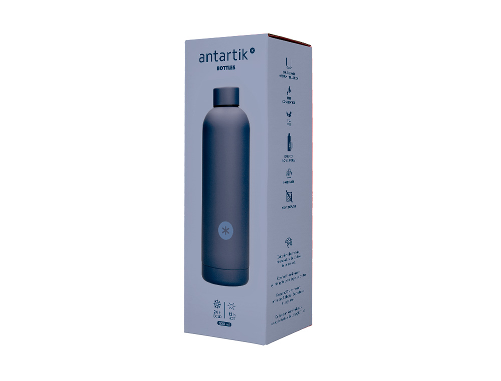 BOUTEILLE ISOTHERME ANTARTIK ACIER INOXYDABLE SANS BPA     500ML COLORIS BLEU