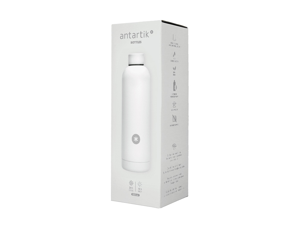 BOUTEILLE ISOTHERME ANTARTIK ACIER INOXYDABLE SANS BPA 500ML COLORIS BLANC