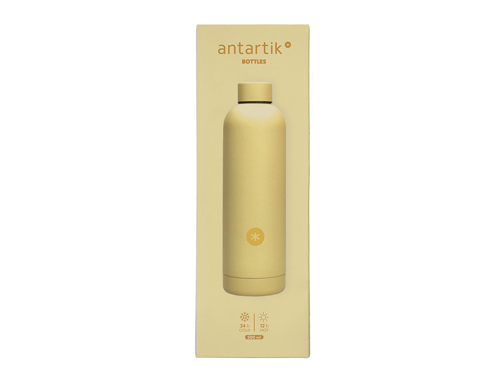 BOUTEILLE ISOTHERME ANTARTIK ACIER INOXYDABLE SANS BPA 500ML COLORIS JAUNE