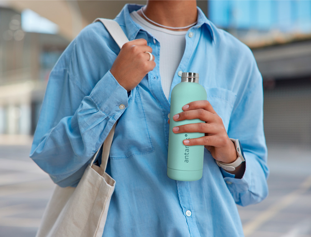 BOUTEILLE ISOTHERME ANTARTIK ACIER INOXYDABLE SANS BPA 500ML COLORIS MENTHE