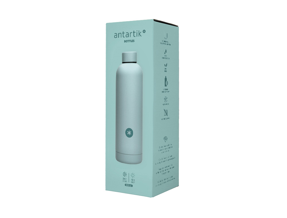 BOUTEILLE ISOTHERME ANTARTIK ACIER INOXYDABLE SANS BPA 500ML COLORIS MENTHE