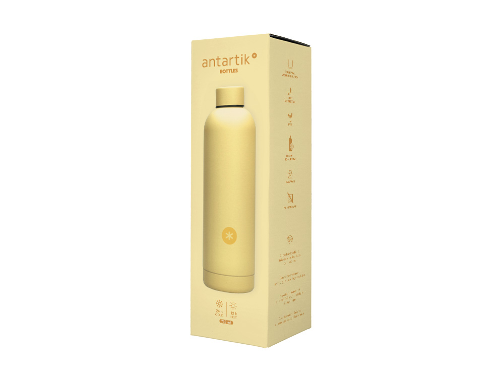 BOUTEILLE ISOTHERME ANTARTIK ACIER INOXYDABLE SANS BPA     750ML COLORIS JAUNE