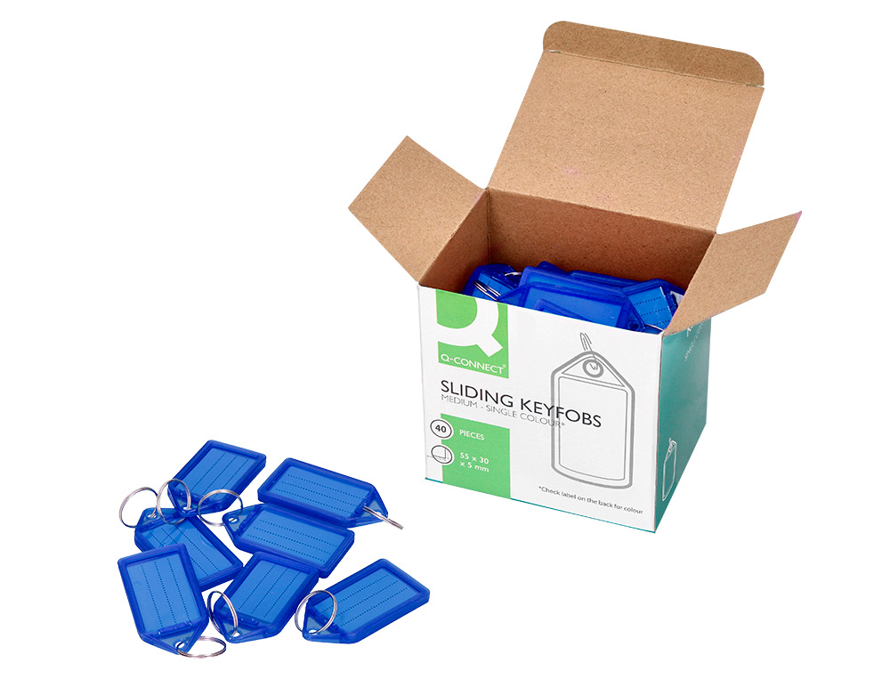 PORTE-CLES Q-CONNECT PORTE-ETIQUETTE PREMIUM       COLORIS BLEU BOITE 40 UNITES