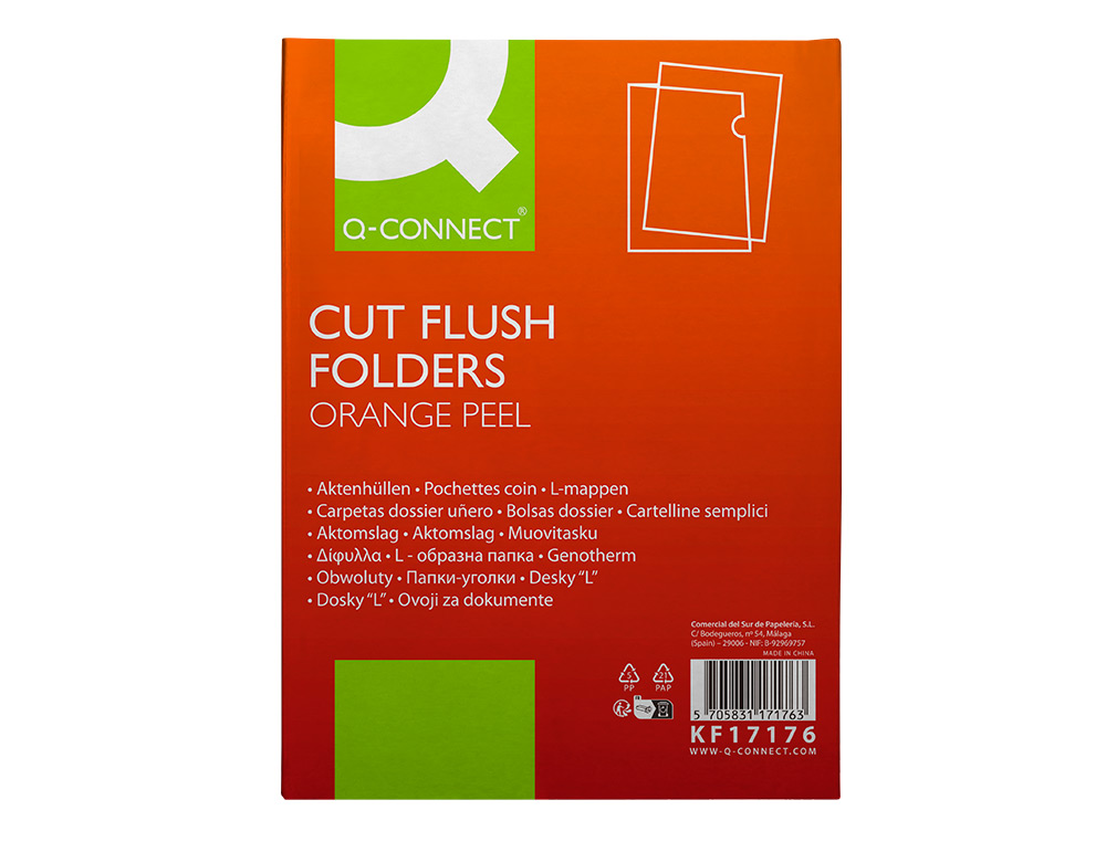 CHEMISE AVEC ONGLET Q-CONNECT 110MC COLORIS TRANSPARENT