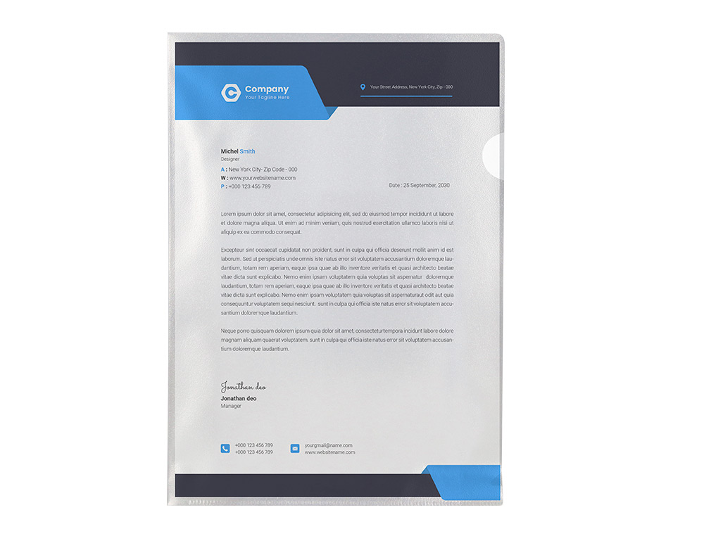 CHEMISE AVEC ONGLET Q-CONNECT 110MC COLORIS TRANSPARENT