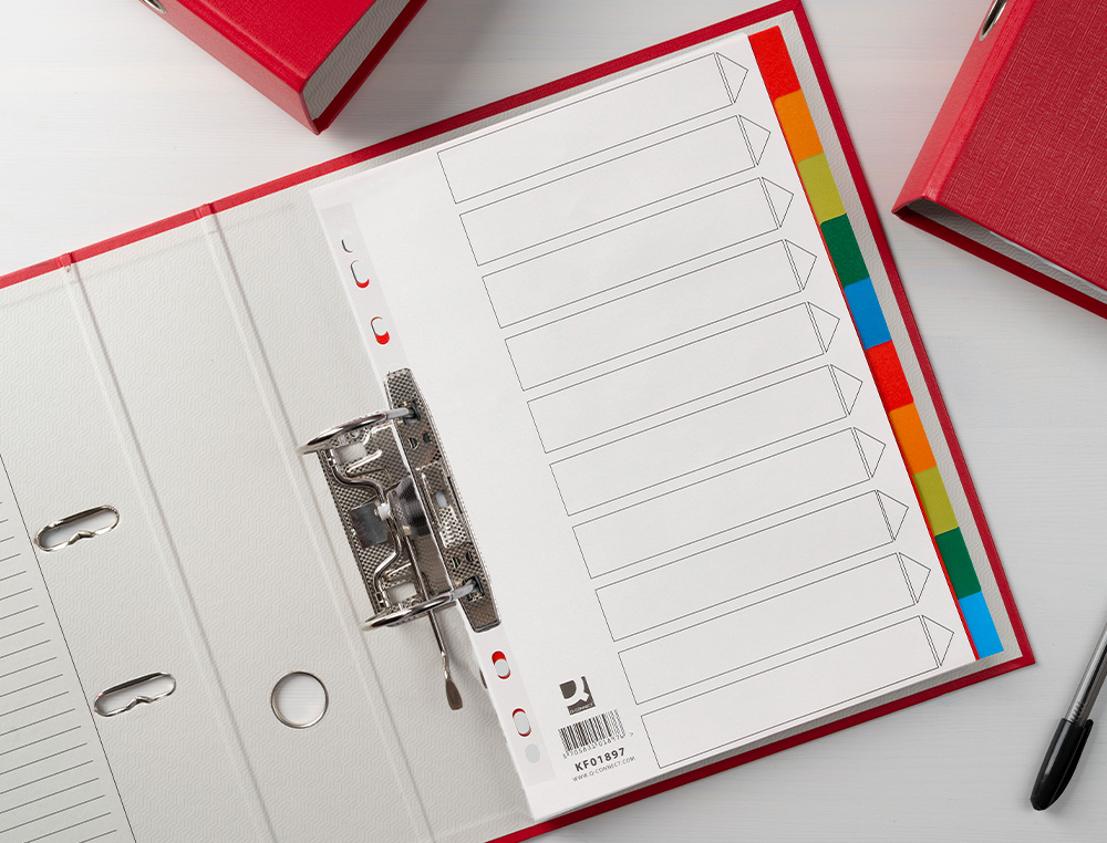 INTERCALAIRE Q-CONNECT PLASTIQUE 10 POSITIONS A4     INDICE MULTIPERFORE