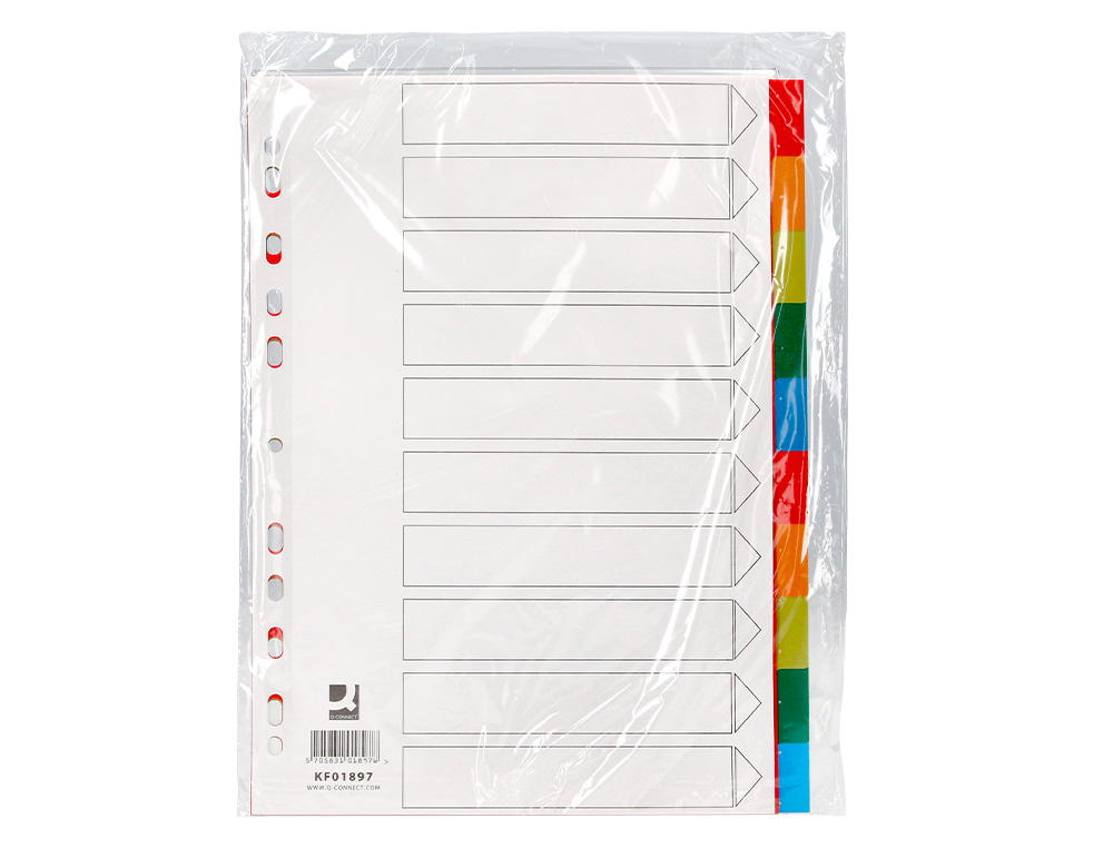 INTERCALAIRE Q-CONNECT PLASTIQUE 10 POSITIONS A4     INDICE MULTIPERFORE