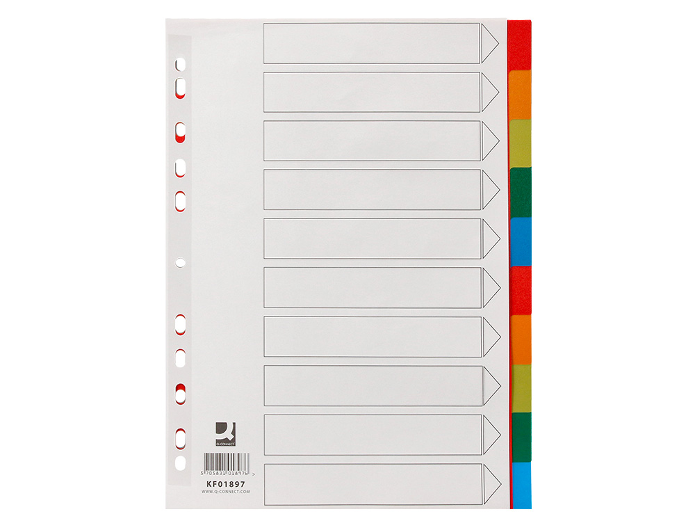 INTERCALAIRE Q-CONNECT PLASTIQUE 10 POSITIONS A4     INDICE MULTIPERFORE