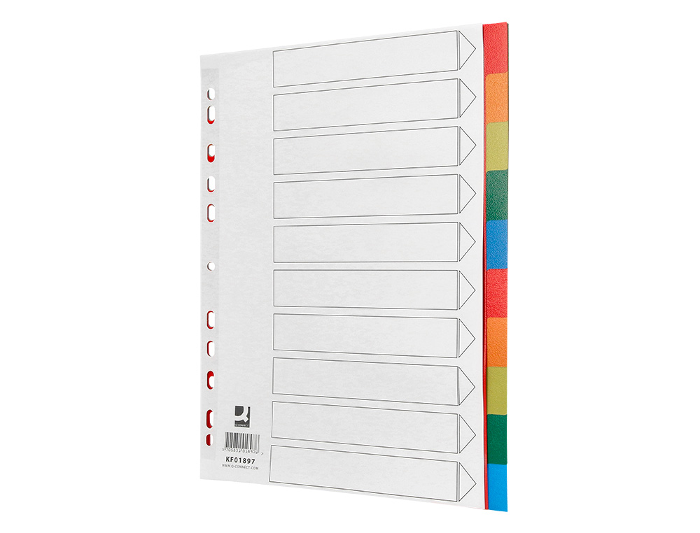 INTERCALAIRE Q-CONNECT PLASTIQUE 10 POSITIONS A4     INDICE MULTIPERFORE
