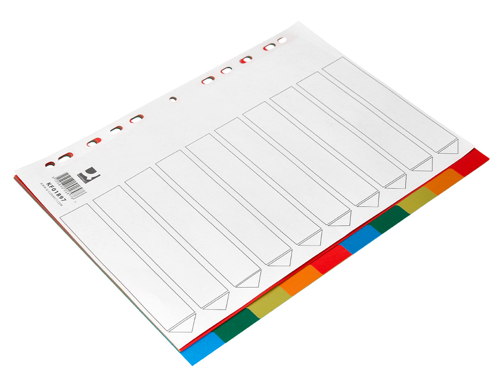 INTERCALAIRE Q-CONNECT PLASTIQUE 10 POSITIONS A4     INDICE MULTIPERFORE