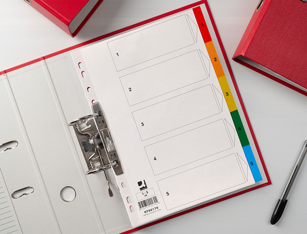 INTERCALAIRE Q-CONNECT PLASTIQUE 5 POSITIONS A4 INDICE MULTIPERFORE