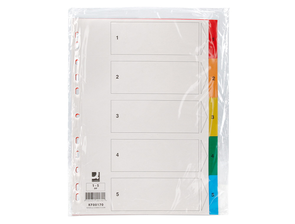 INTERCALAIRE Q-CONNECT PLASTIQUE 5 POSITIONS A4 INDICE MULTIPERFORE