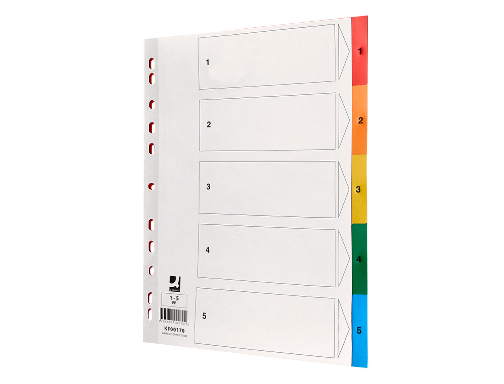 INTERCALAIRE Q-CONNECT PLASTIQUE 5 POSITIONS A4 INDICE MULTIPERFORE