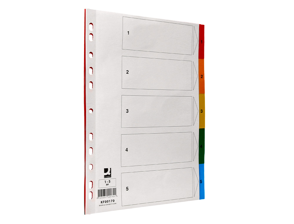 INTERCALAIRE Q-CONNECT PLASTIQUE 5 POSITIONS A4 INDICE MULTIPERFORE