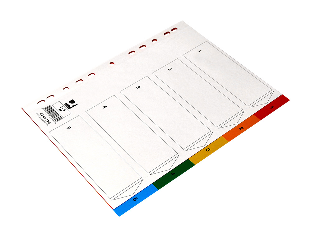 INTERCALAIRE Q-CONNECT PLASTIQUE 5 POSITIONS A4 INDICE MULTIPERFORE