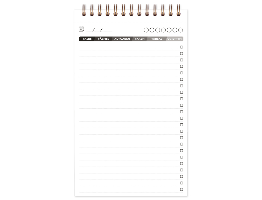 BLOC CLAIREFONTAINE MY TASK MANAGER NOMADDICT RELIURE INTEGRALE 120X200MM 250P DETACHABLES REGLURE PRE-IMPRIMEE NOIR