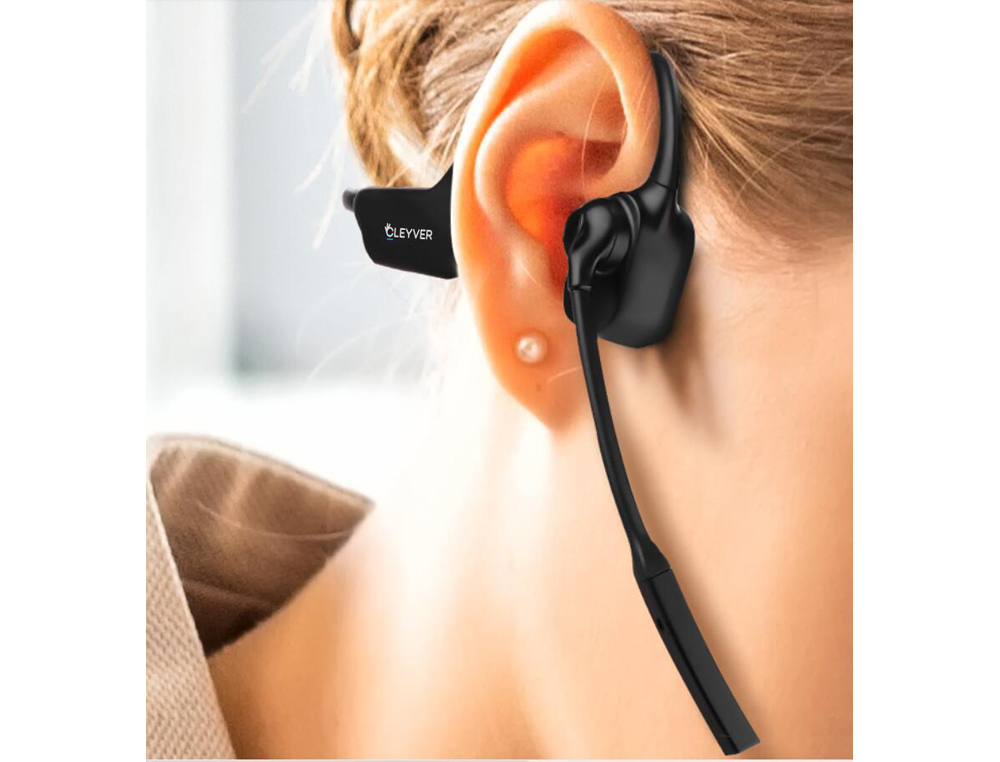 CASQUE SANS FIL CLEYVER CONDUCTION OSSEUSE OPEN EAR   UC BLUETOOTH + DONGLE USB     COLORIS NOIR