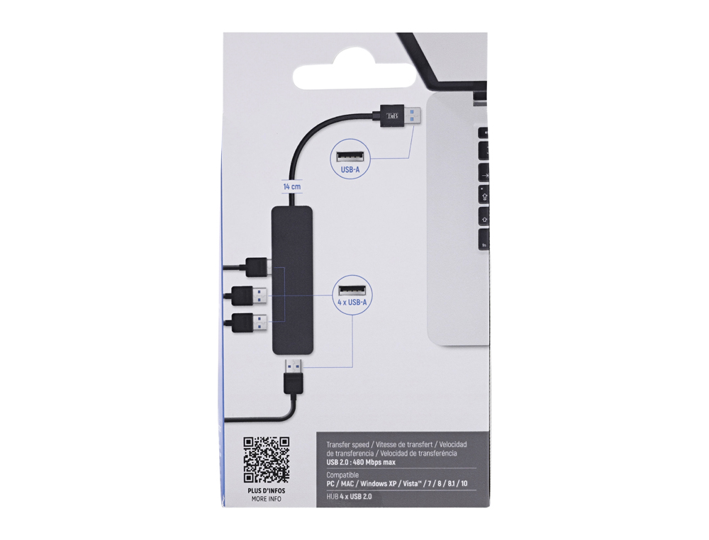 HUB T'NB FIRST 4X USB-A 2.0 COLORIS NOIR