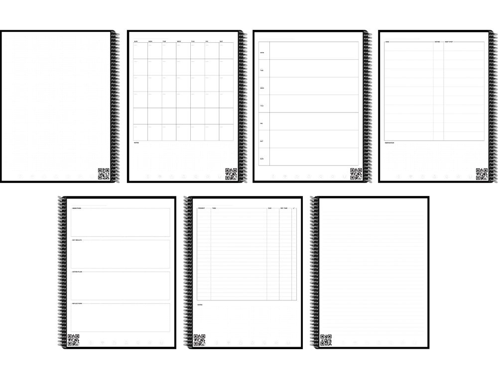 CAHIER CONNECTE BIC ROCKETBOOK FUSION EXECUTIVE REUTILISABLE A5 42P AVEC STYLO ET SERVIETTE MICROFIBRE