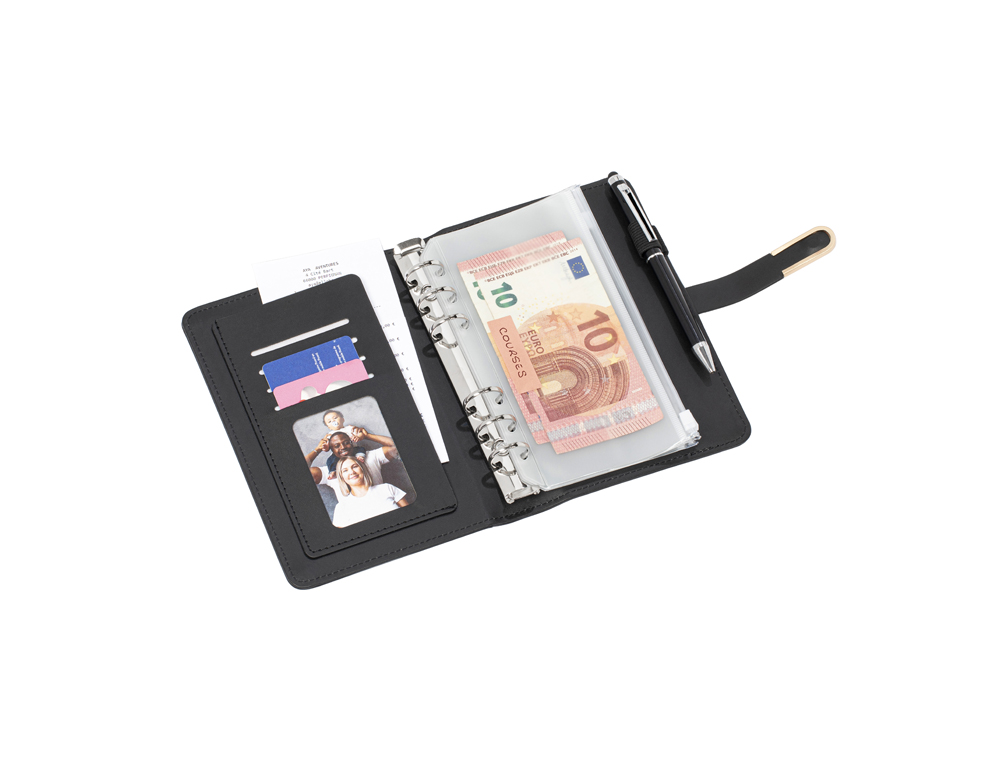 BUDGET PLANNER VIQUEL A5 PU 190X130X30MM FERMETURE        AIMANTEE COLORIS NOIR