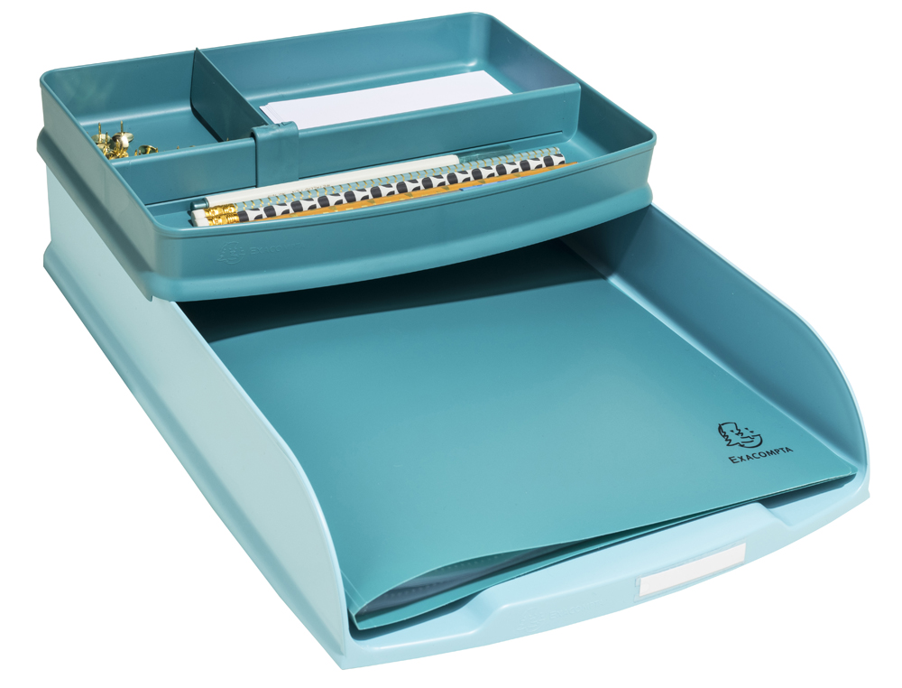 CORBEILLE COURRIER EXACOMPTA COMBO STYLI SKANDI A4+ SUPERPOSABLE VERTICALE/ESCALIER COLORIS BLEU GIVRE