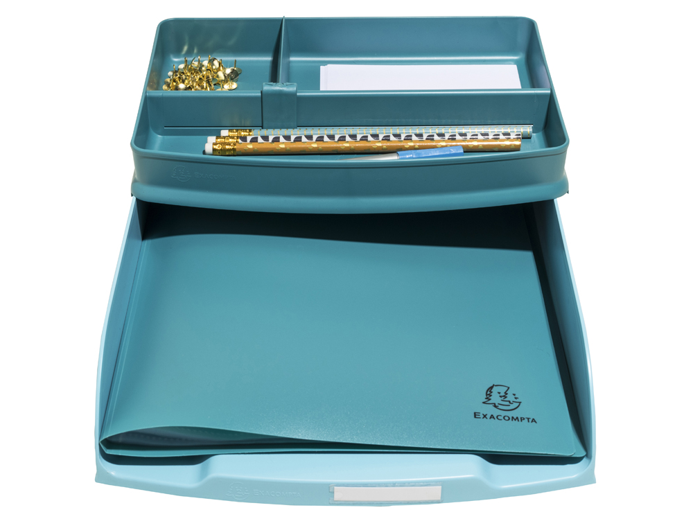 CORBEILLE COURRIER EXACOMPTA COMBO STYLI SKANDI A4+ SUPERPOSABLE VERTICALE/ESCALIER COLORIS BLEU GIVRE