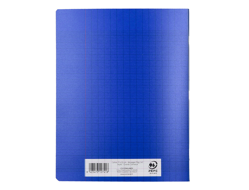 CAHIER PIQURE LIDERPAPEL COUVERTURE PP 170X220MM 96P   SEYES COLORIS BLEU