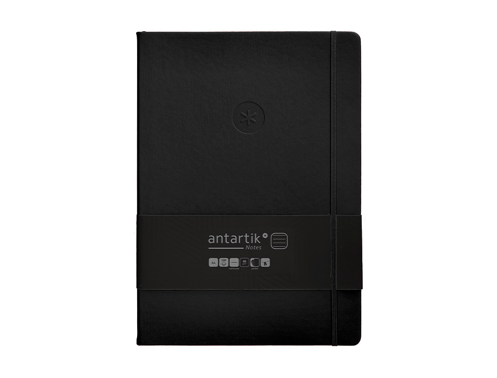 CARNET FERMETURE ELASTIQUE ANTARTIK NOTES COUVERTURE     RIGIDE A4 LIGNE 100 FEUILLES  80GR FSC COLORIS NOIR