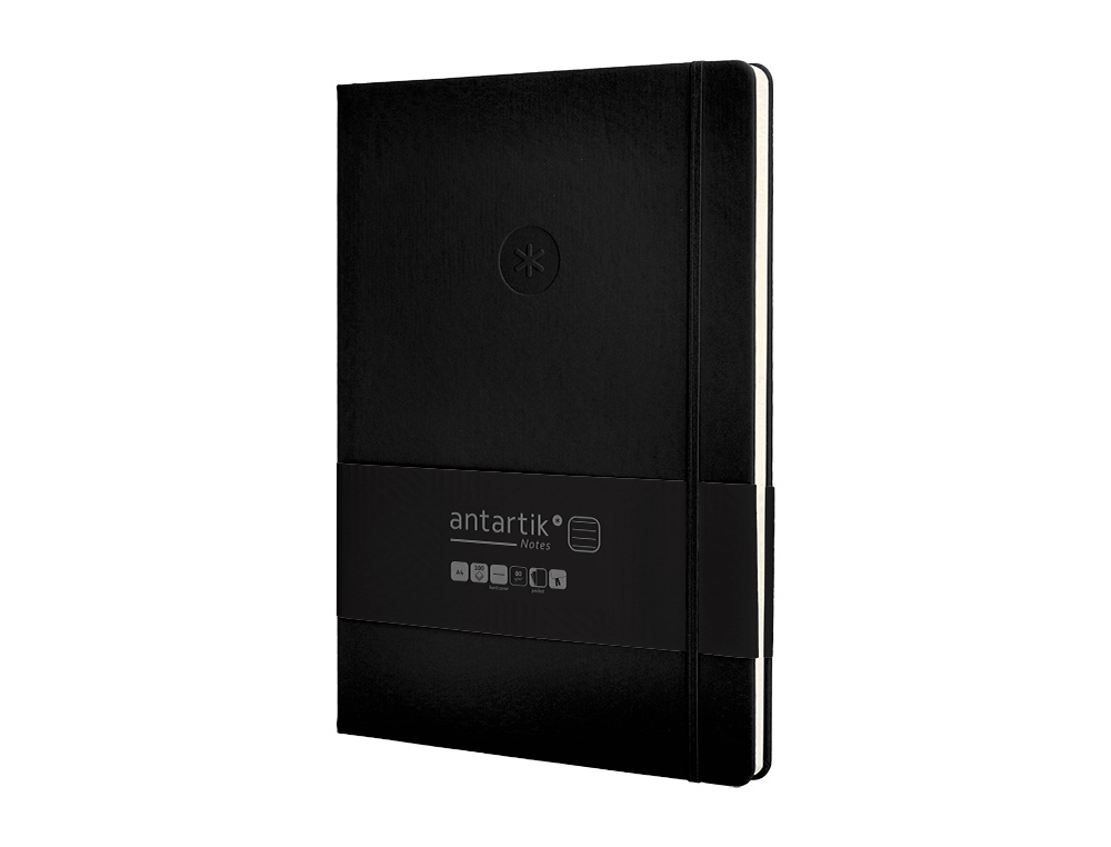 CARNET FERMETURE ELASTIQUE ANTARTIK NOTES COUVERTURE     RIGIDE A4 LIGNE 100 FEUILLES  80GR FSC COLORIS NOIR