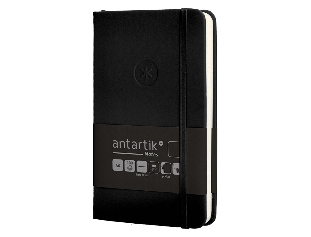 CARNET FERMETURE ELASTIQUE ANTARTIK NOTES COUVERTURE RIGIDE A6 PAPIER UNI IVOIRE 100 FEUILLES 80GR FSC COLORIS NOIR