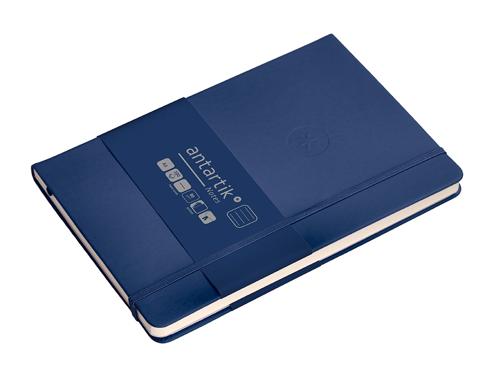 CARNET A5 ANTARTIK NOTES LIGNECOUVERTURE RIGIDE FERMETURE ELASTIQUE 100 PAGES 80GR COLORIS BLEU MARINE