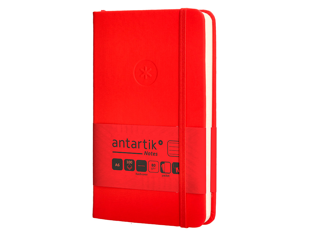 CARNET FERMETURE ELASTIQUE ANTARTIK NOTES COUVERTURE RIGIDE A6 LIGNE 100 FEUILLES 80GR FSC COLORIS ROUGE