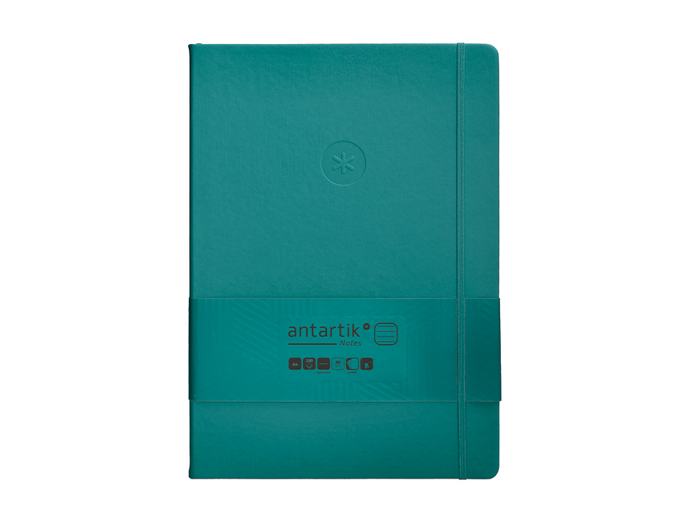 CARNET FERMETURE ELASTIQUE ANTARTIK NOTES COUVERTURE     RIGIDE A4 LIGNE 100 FEUILLES  80GR FSC COLORIS VERT PAON