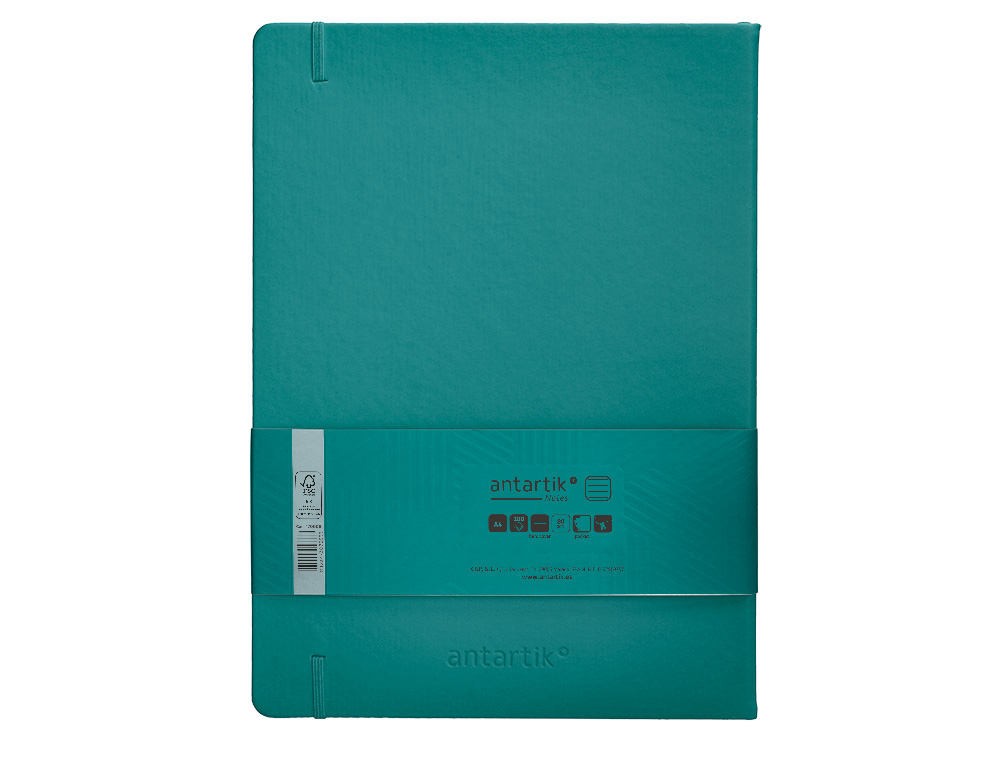 CARNET FERMETURE ELASTIQUE ANTARTIK NOTES COUVERTURE     RIGIDE A4 LIGNE 100 FEUILLES  80GR FSC COLORIS VERT PAON