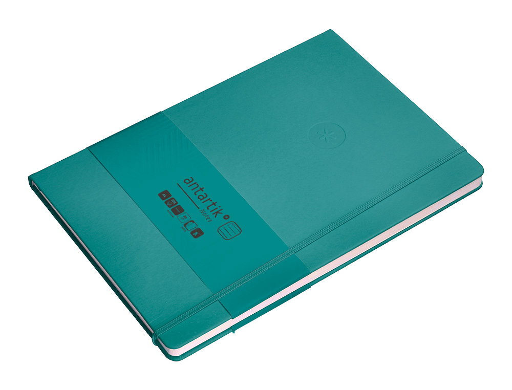 CARNET FERMETURE ELASTIQUE ANTARTIK NOTES COUVERTURE     RIGIDE A4 LIGNE 100 FEUILLES  80GR FSC COLORIS VERT PAON