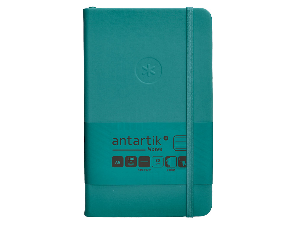 CARNET FERMETURE ELASTIQUE ANTARTIK NOTES COUVERTURE     RIGIDE A6 LIGNE 100 FEUILLES  80GR FSC COLORIS VERT PAON