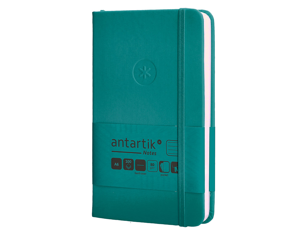 CARNET FERMETURE ELASTIQUE ANTARTIK NOTES COUVERTURE     RIGIDE A6 LIGNE 100 FEUILLES  80GR FSC COLORIS VERT PAON