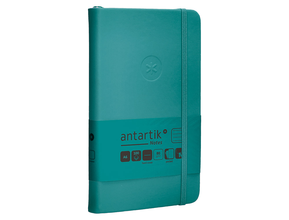 CARNET FERMETURE ELASTIQUE ANTARTIK NOTES COUVERTURE     RIGIDE A6 LIGNE 100 FEUILLES  80GR FSC COLORIS VERT PAON