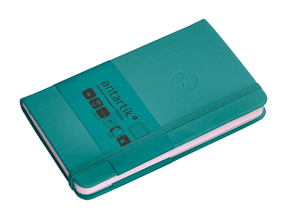 CARNET FERMETURE ELASTIQUE ANTARTIK NOTES COUVERTURE     RIGIDE A6 LIGNE 100 FEUILLES  80GR FSC COLORIS VERT PAON