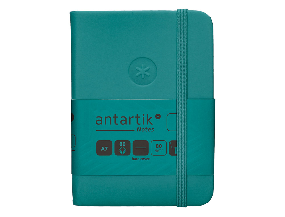 CARNET A7 ANTARTIK NOTES PAPIER UNI IVOIRE COUVERTURE RIGIDE FERMETURE ELASTIQUE 80 PAGES 80GR COLORIS VERT PAON