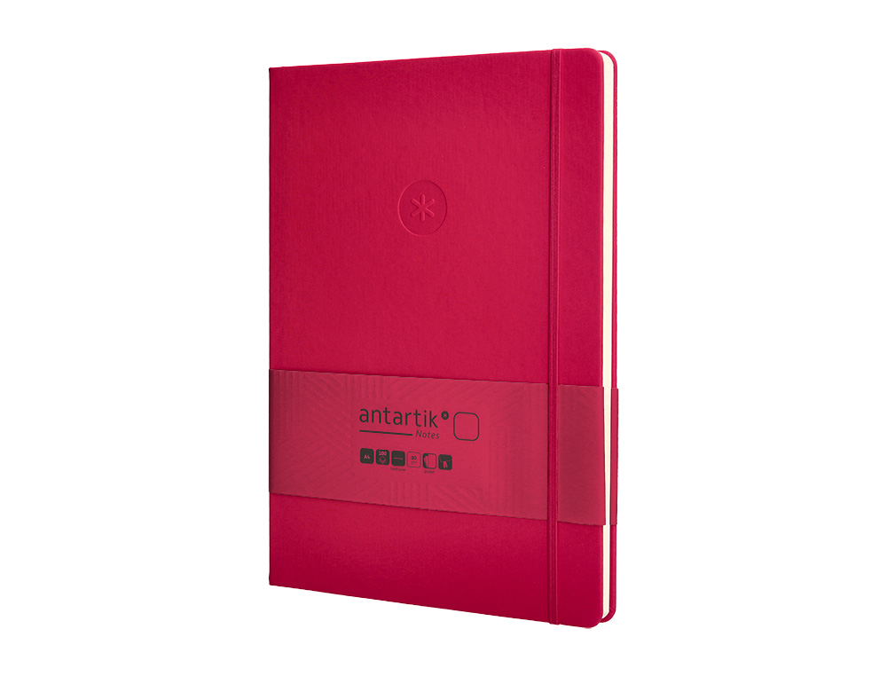 CARNET A4 ANTARTIK NOTES PAPIER UNI IVOIRE COUVERTURE RIGIDE FERMETURE ELASTIQUE 100PAGES 80GR COLORIS FRAMBOISE