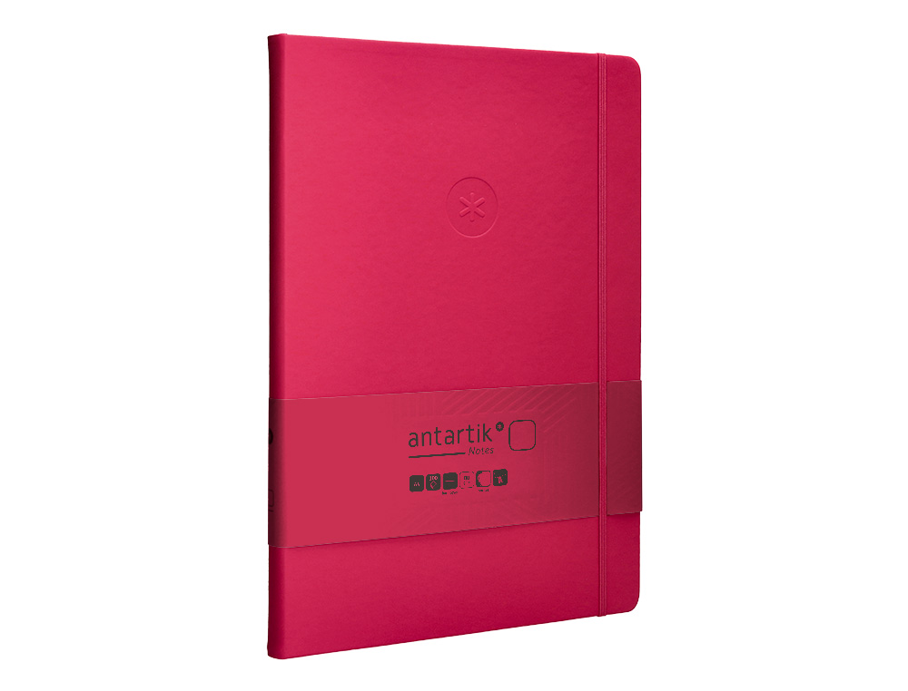 CARNET A4 ANTARTIK NOTES PAPIER UNI IVOIRE COUVERTURE RIGIDE FERMETURE ELASTIQUE 100PAGES 80GR COLORIS FRAMBOISE
