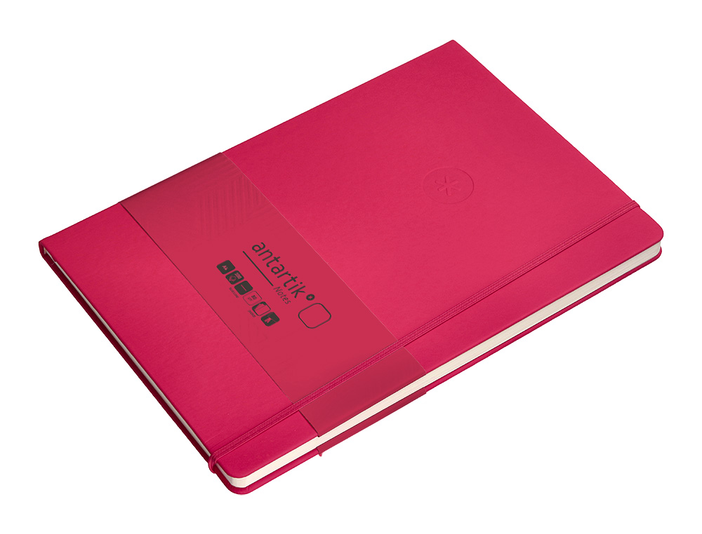 CARNET A4 ANTARTIK NOTES PAPIER UNI IVOIRE COUVERTURE RIGIDE FERMETURE ELASTIQUE 100PAGES 80GR COLORIS FRAMBOISE